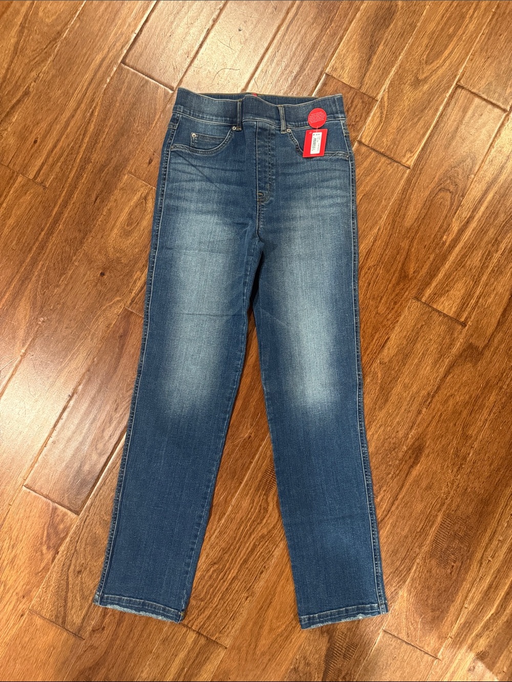 SPANX Women's Straight Leg Jeans in Medium Blue Wash